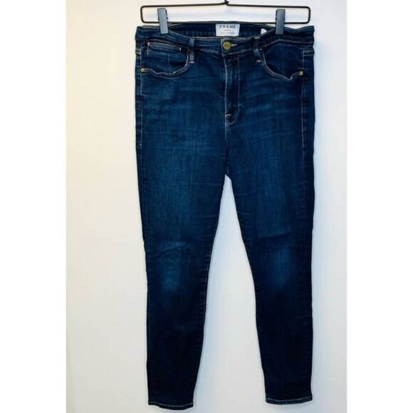Frame Cropped Ankle Blue Denim Jeans Le High Skinny Crop 31 - Picture 2 of 10